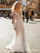 Beautiful White V-Neck Appliqued Full Sleeve Long Mermaid With Tail Wedding Dresses HS44