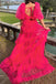 Gorgeous Hot Pink A-line Two Pieces Long Prom Dress Ideas, Evening Party Dresses,ZX493