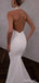 Simple White Halter Backless Mermaid Long Fashion Wedding Dresses,HS70