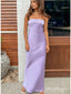 Simple Purple Tea-Length Strapless Backless Long Shift Dress Long Prom Dresses,ZX57