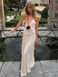 Vintage Sexy Black Flower V-Neck Spaghetti Strap Long Fashion Prom Dresses,ZX93