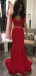 Elegant Red Mermaid V-neck Maxi Long Prom Evening Party Women Dresses ,ZX393