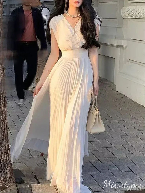 Sexy A-Line V-neck Maxi Long Prom Dress Ideas, Evening Party Dresses,ZX473