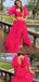 Gorgeous Hot Pink A-line Two Pieces Long Prom Dress Ideas, Evening Party Dresses,ZX493