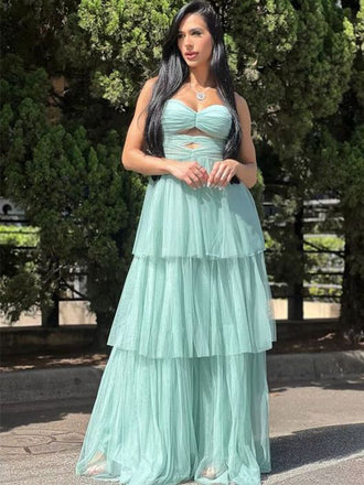 Elegant Green A-line Strapless Women Long Prom Evening Party Dress,ZX377