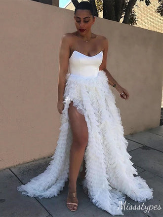 Gorgeous A-line Strapless Maxi Long Prom Evening Party Dresses,ZX423