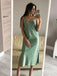 Gorgeous Green Spaghetti Strap Tea-Length Popular Prom Dresses,ZX131