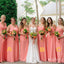 Elegant Women Coral Mismatched A-Line Floor-Length Bridesmaid Dresses Online, BL41