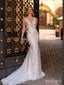 Beautiful White Appliqued Mermaid V-Neck  Backless Floor-Length Elegant Wedding Dresses HS22