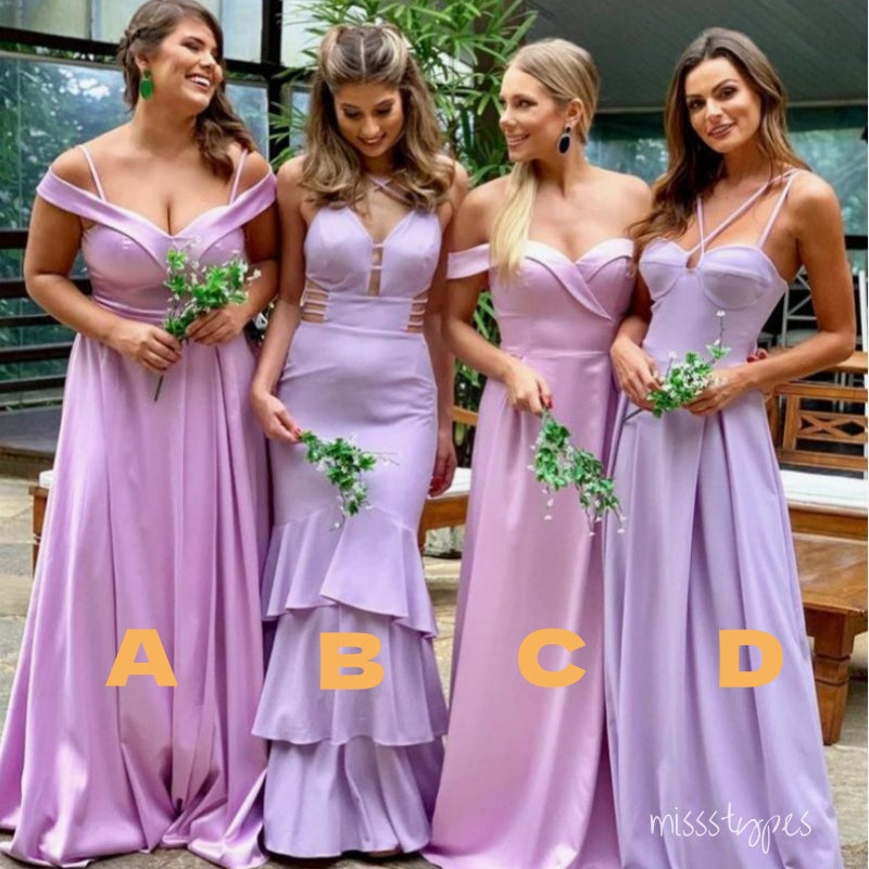 Mismatched Lilac&Pink Beautiful Cheap Sexy Mermaid Long Bridesmaid Dresses Online, BL134