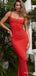 Simple Square Red Spaghetti Strap Mermaid Floor-Length Fashion Prom Dresses,ZX139