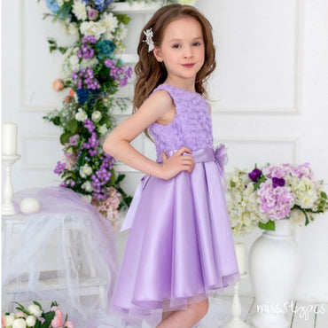 Cute Mini Purple Tulle Ball Gown Flower Girl Dresses, ET04