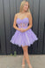 Pretty Purple A-line Strapless Mini Short Party Homecoming Dresses,HM295