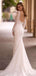 Sexy White Full Sleeve Appliqued Mermaid V-Neck Floor-Length Elegant Wedding Dresses HS21