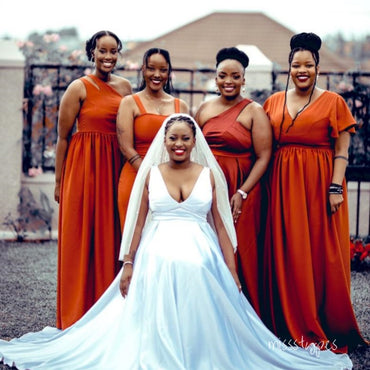 Mismatched Empire Orange Mermaid Long Bridesmaid Dresses Online, BL135