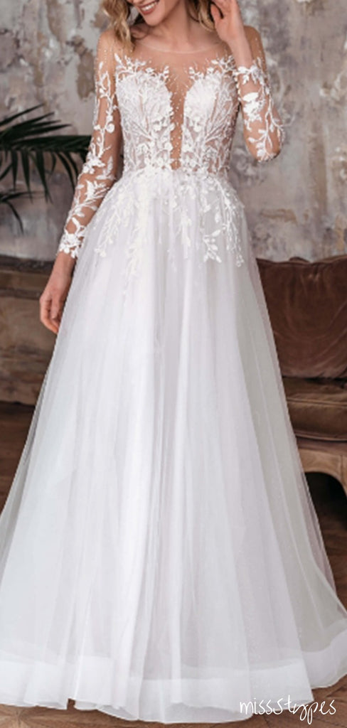 Vintage Off-White Side Slit  Flower Appliqued Sweetheart Floor-Length Wedding Dresses HS14