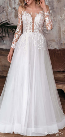 Vintage Off-White Side Slit  Flower Appliqued Sweetheart Floor-Length Wedding Dresses HS14