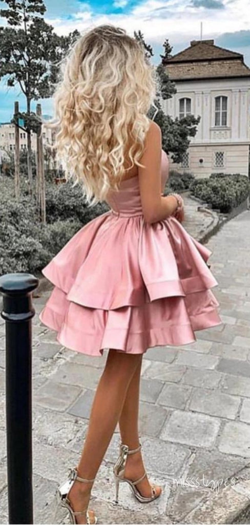 Women Pink One Shoulder Ball Gown Soft Mini New Arrival Homecoming Dresses,HM126