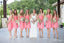 Women Elegant Hot-Pink Strapless Sweetheart Tea-Length Bridesmaid Dresses Online, BL28