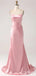 Soft Satin Pink Mermaid Criss-Cross Floor-Length Fashion Prom Dresses,ZX172