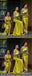 Yellow Soft Satin Side Slit Mismatched New Pretty Women Bridesmaid Dresses Online, BL121