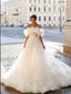 Popular Elegant Off Shoulder White Ruffle With Trailing Fashion Wedding Dresses,HS84