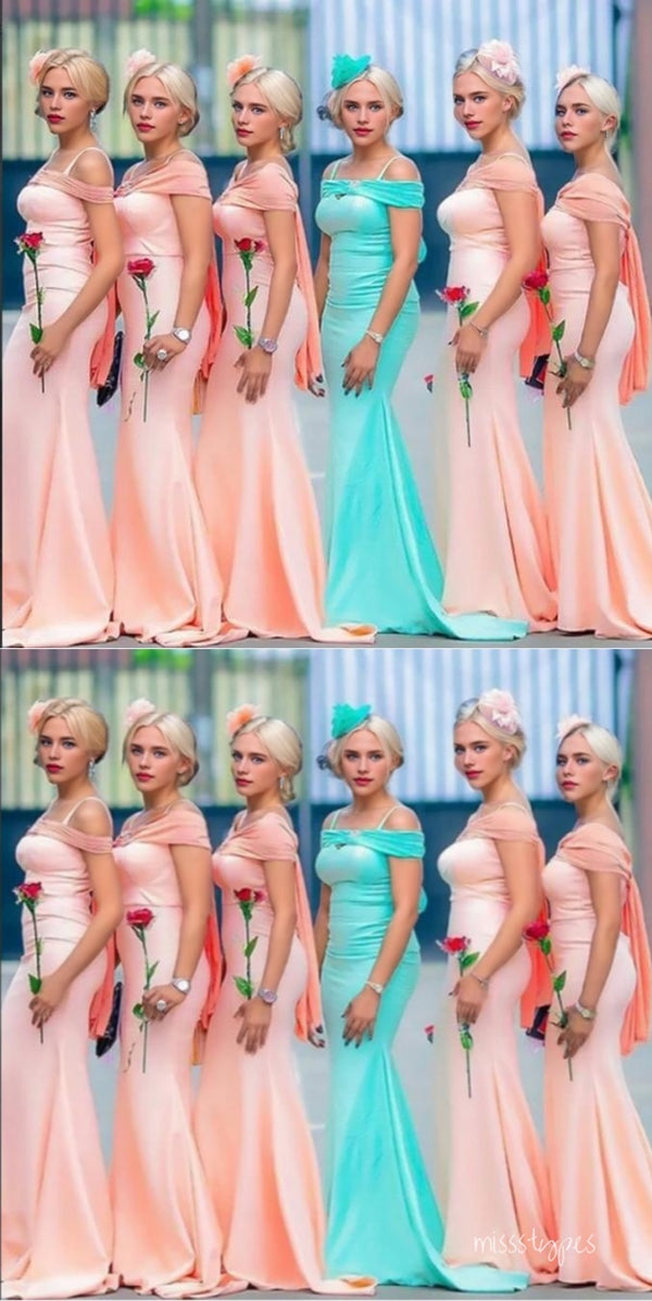 Beautiful Coral Off Shoulder Side Slit Mermaid Women Floor-Length Brid MissStypes Beautiful Coral Off Shoulder Side Slit Mermaid Women Floor-Length Brid MissStypes