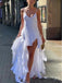 Designed White High Low Spaghetti Strap Women Party Homecoming Dresses,HM228