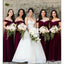 Women Vintage Cabernet Word Shoulder Mermaid Long Bridesmaid Dresses Online, BL19