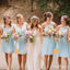 Tulle Mismatched Blue Cheerful Lace Knee-Length Bridesmaid Dresses Online, BL37