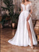 Vintage Off-White Side Slit  Flower Appliqued Sweetheart Floor-Length Wedding Dresses HS14