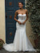 Sexy White Strapless Tulle Appliqued Mermaid Floor-Length Elegant Wedding Dresses HS19