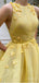 Flower Appliqued Sleeveless Yellow Empire Women Long Evening Prom Evening Dress,ZX210