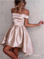 Coral Simple Word Shoulder A-Line Mini Party Homecoming Dresses,HM204