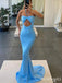 Sexy Blue Halterneck Bodycon Spaghetti Strap With Tail Mermaid  Dresses ZX13