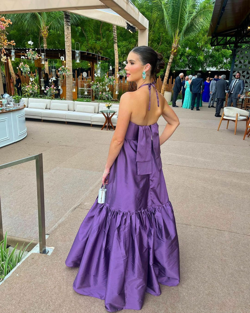 Sexy Purple A-line Halter Women Long Prom Evening Party Dress,ZX380