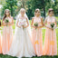 Mismatched Pink Spaghetti Strap Empire Long Bridesmaid Dresses Online, BL31