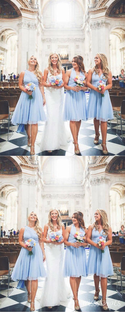 Blue Gorgeous Blue Tea-Length Empire Bridesmaid Dresses Online, BL93