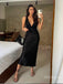 Elegant V-Neck Black Spaghetti Strap Women Long Prom Evening Dress,ZX374