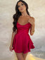 Soft Hot Rose Pink Cowl Criss-Cross A-Line Mini Homecoming Dresses, HM46