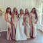 Champagne Spaghetti Strap Side Slit Mermaid Floor-Length Bridesmaid Dresses Online, BL54