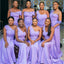 Purple One Shoulder Vintage Tahiti Empire Women Sweetheart Mermaid Long Bridesmaid Dresses Online, BL138