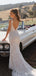 Elegant White Backless Mermaid V-Neck Spaghetti Strap Appliqued Long Wedding Dresses HS16