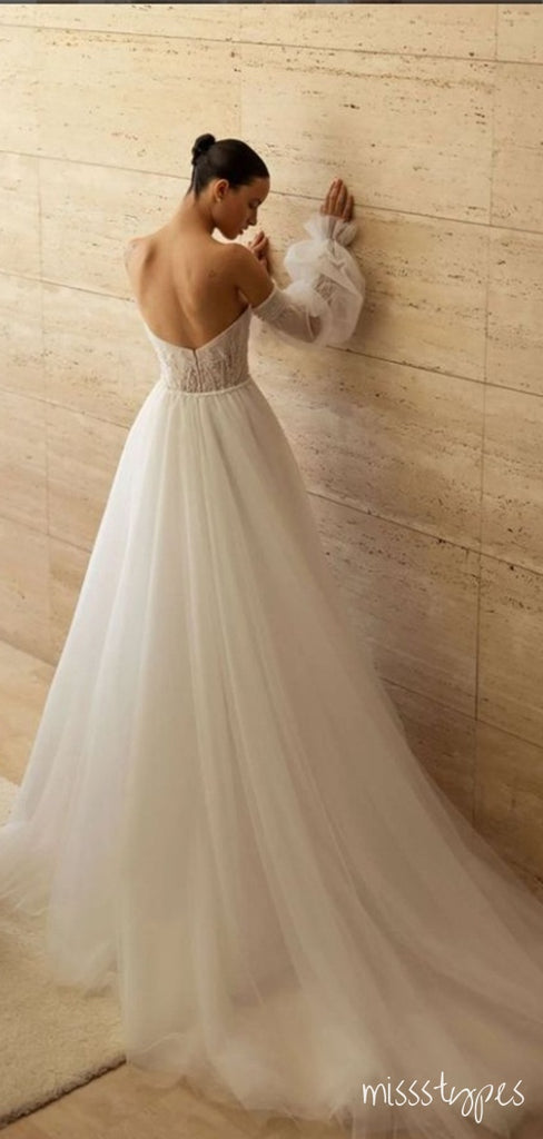 Vintage White Appliqued Mermaid Sweetheart Strapless Floor-Length Elegant Wedding Dresses HS24