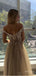 Champagne Appliqued A-Line Off Shoulder Long Women Evening Prom Evening Dress,ZX243