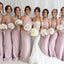 Mermaid Pearl-Pink Halter Sleeveless Tea-Length Bridesmaid Dresses Online, BL50