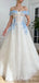 Elegant Off Shoulder Appliqued Dotted White Floor-Length Fashion Prom Dresses,ZX176