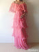 Elegant Pink A-line Off Shoulder Maxi Long Prom Evening Party Women Dresses ,ZX389