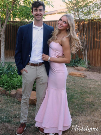 Elegant Pink Mermaid Long Prom Dress Ideas, Evening Party Dresses,ZX470