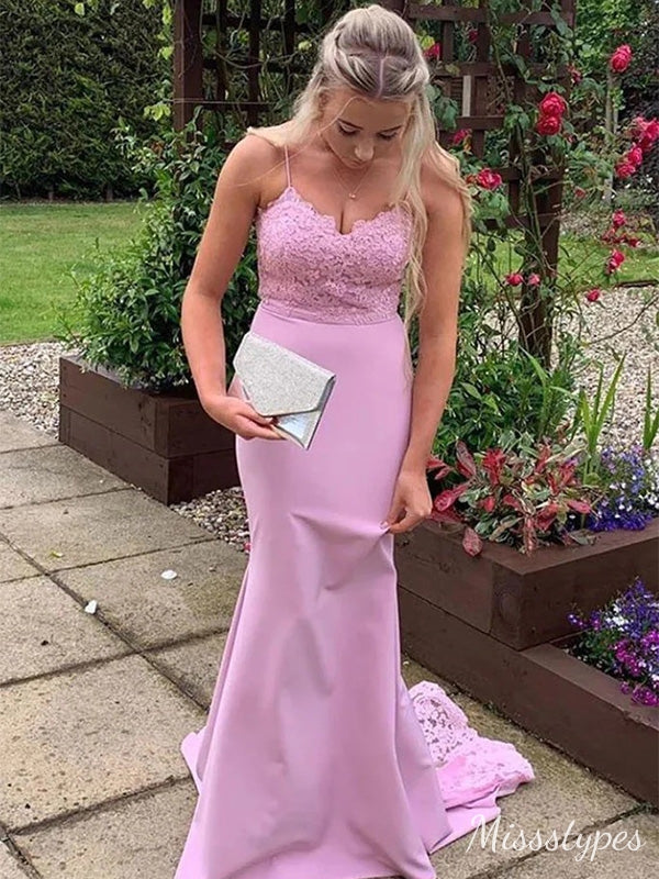 Elegant Pink Mermaid Long Prom Dress Ideas, Evening Party Dresses,ZX444